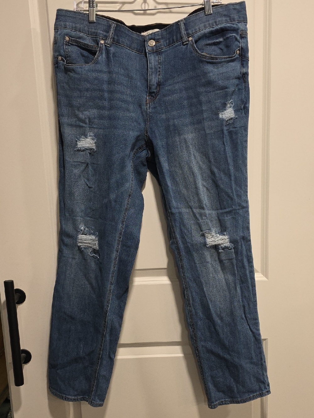 Cato Straight-Leg Distressed Blue Jeans 18W